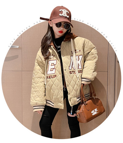 Dječja sportska jakna s kapuljačom i vezom za djevojčice