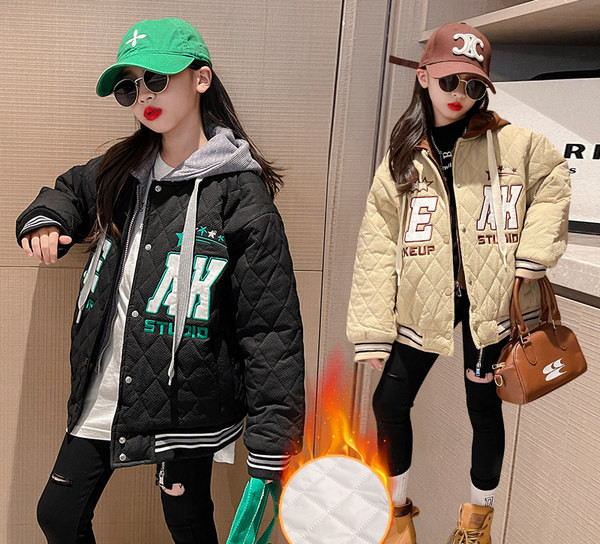 Dječja sportska jakna s kapuljačom i vezom za djevojčice