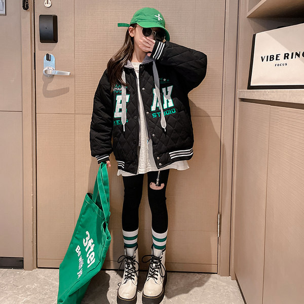 Dječja sportska jakna s kapuljačom i vezom za djevojčice