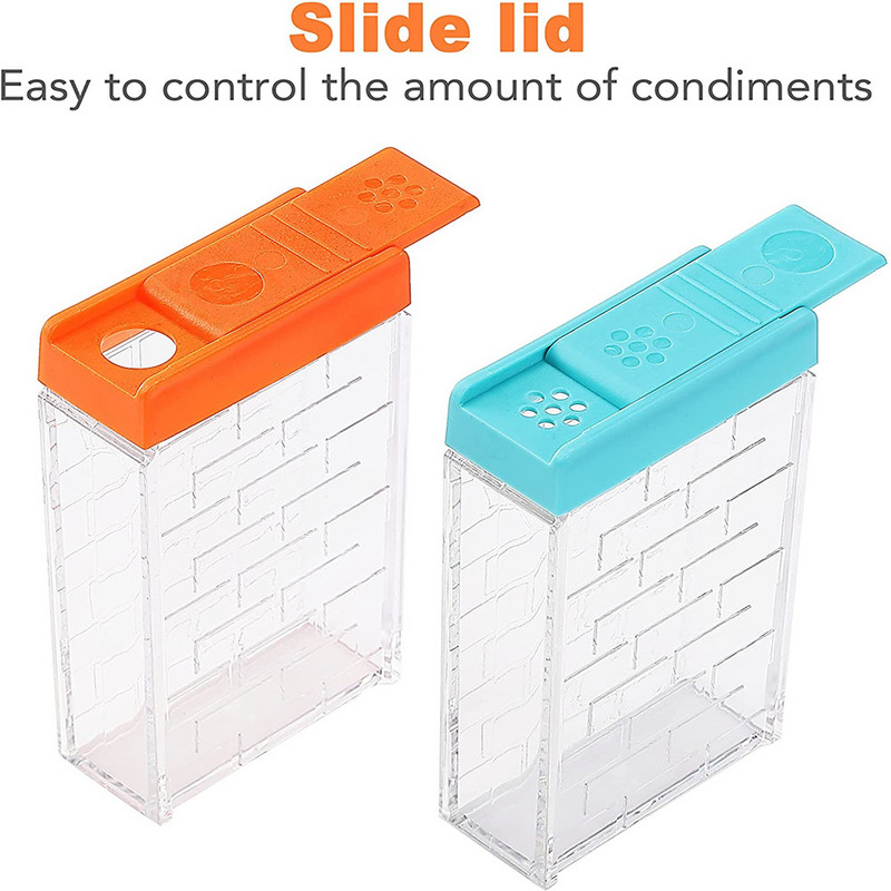 Átlátszó fűszertartó készlet Só-bors shaker színes fedél Konyhai fűszerezés Cruet tároló tartály Fűszertartó rendszerező