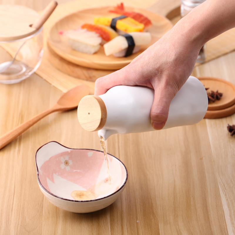 Dozator de 400 ml pentru ceramică, ulei de măsline/sos de soia/oțet, dozator de condimente lichide pentru gătit în bucătărie