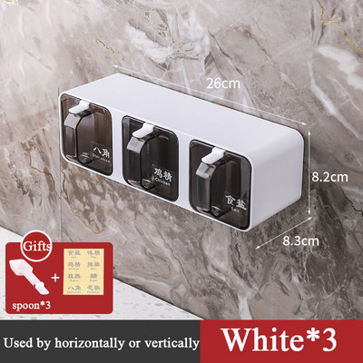 Suport pentru condimente pentru montare pe perete Saliera de bucătărie Suport pentru condimente Cutie pentru condimente pentru depozitare fără pumni Accesorii pentru bucătărie Cutii pentru condimente