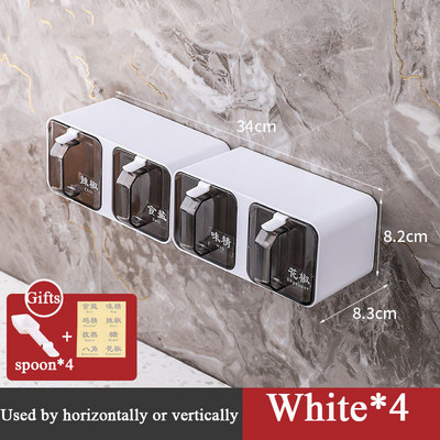 Suport pentru condimente pentru montare pe perete Saliera de bucătărie Suport pentru condimente Cutie pentru condimente pentru depozitare fără pumni Accesorii pentru bucătărie Cutii pentru condimente