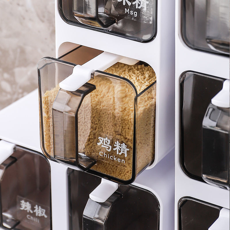 Suport pentru condimente pentru montare pe perete Saliera de bucătărie Suport pentru condimente Cutie pentru condimente pentru depozitare fără pumni Accesorii pentru bucătărie Cutii pentru condimente