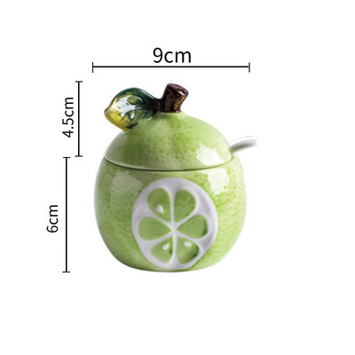 Kreatív kerámia fűszeres üveg palack gyümölcs dinnye forma fűszerek tároló tartály konyhai dekorációs állványok cukortál fedéllel és kanállal