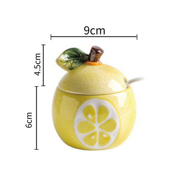 Kreatív kerámia fűszeres üveg palack gyümölcs dinnye forma fűszerek tároló tartály konyhai dekorációs állványok cukortál fedéllel és kanállal