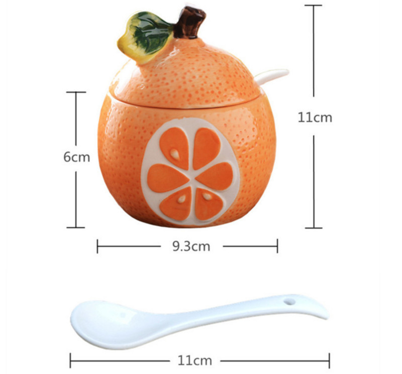 Kreatív kerámia fűszeres üveg palack gyümölcs dinnye forma fűszerek tároló tartály konyhai dekorációs állványok cukortál fedéllel és kanállal