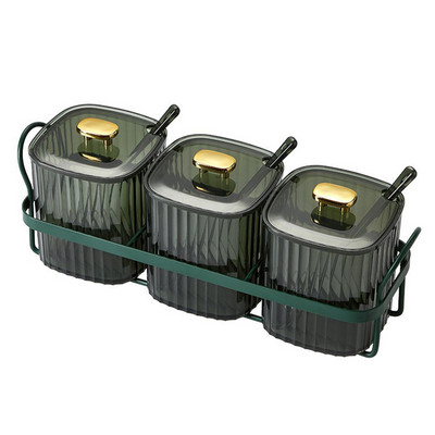 Set Borcane Condimente Sticle Borcane și Borcane Borcane pentru cereale în vrac De uz casnic cu lingură și tavă Depozitare Borcane pentru cereale în vrac