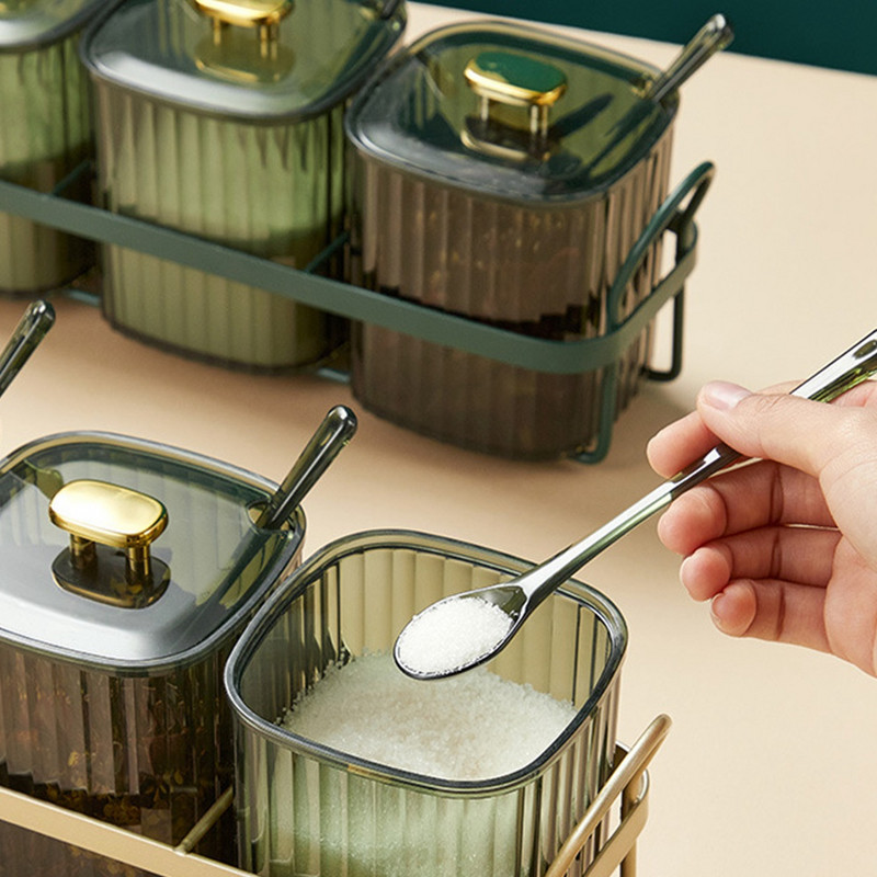 Set Borcane Condimente Sticle Borcane și Borcane Borcane pentru cereale în vrac De uz casnic cu lingură și tavă Depozitare Borcane pentru cereale în vrac