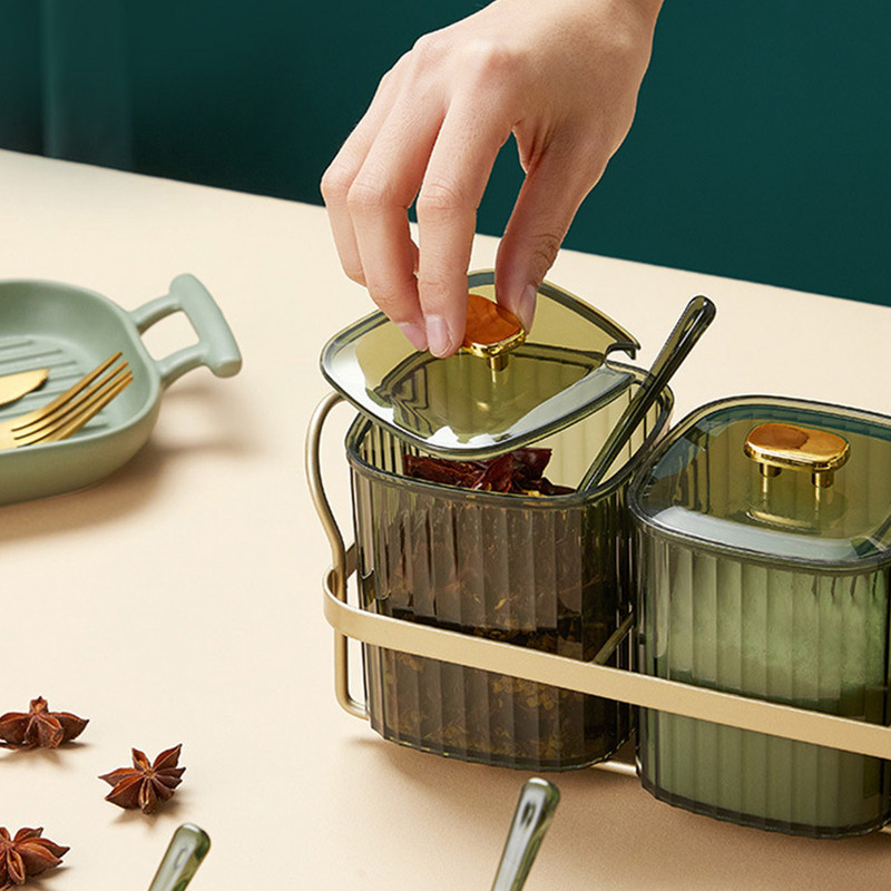 Set Borcane Condimente Sticle Borcane și Borcane Borcane pentru cereale în vrac De uz casnic cu lingură și tavă Depozitare Borcane pentru cereale în vrac