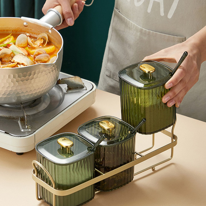 Set Borcane Condimente Sticle Borcane și Borcane Borcane pentru cereale în vrac De uz casnic cu lingură și tavă Depozitare Borcane pentru cereale în vrac