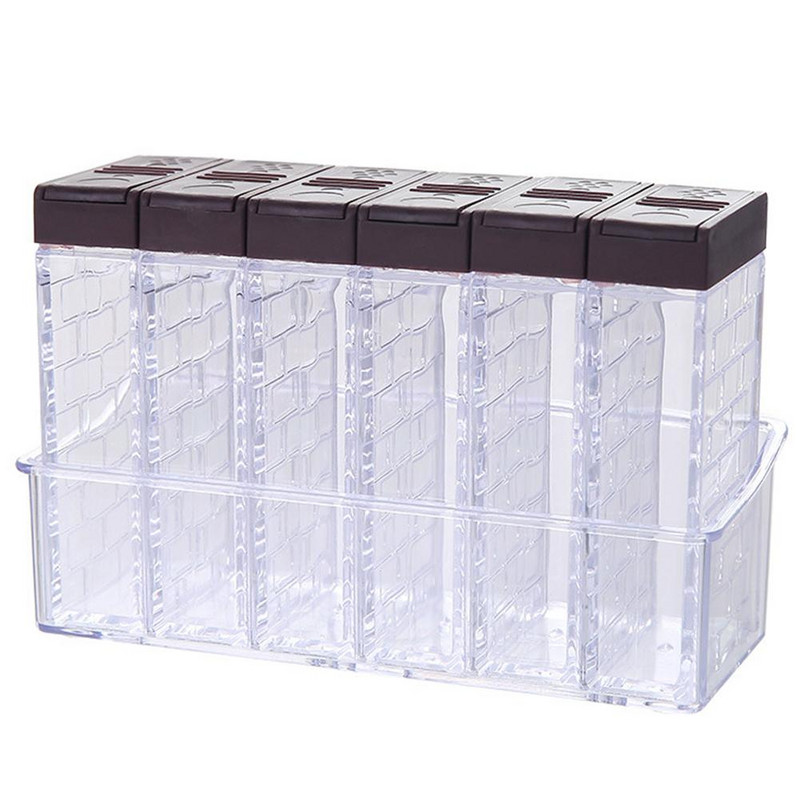 6 buc. Sticle moderne de condimente pentru piagă din plastic, borcan pentru condimente pentru grătar, condimente, piper, sare, accesorii de depozitare pentru bucătărie transparentă