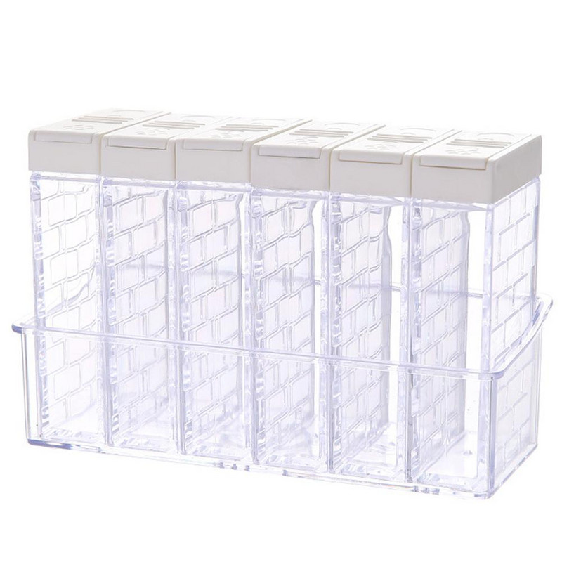 6 buc. Sticle moderne de condimente pentru piagă din plastic, borcan pentru condimente pentru grătar, condimente, piper, sare, accesorii de depozitare pentru bucătărie transparentă