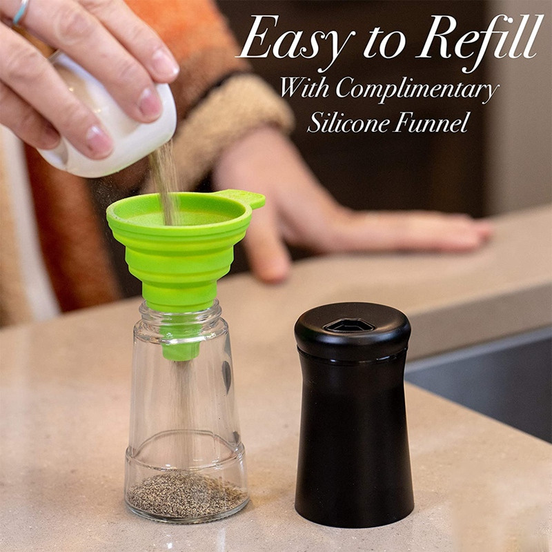 Posude za papar s podesivim rupama za sipanje, elegantan dozator soli i papra od nehrđajućeg čelika, savršen za morsku sol, 2 kom.