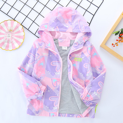 Geaca colorata pentru copii cu gluga pentru fete