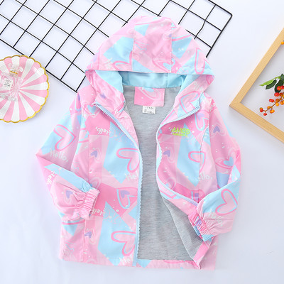 Geaca colorata pentru copii cu gluga pentru fete