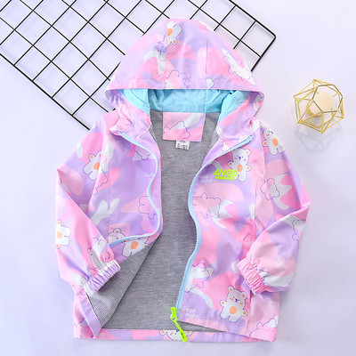 Geaca colorata pentru copii cu gluga pentru fete