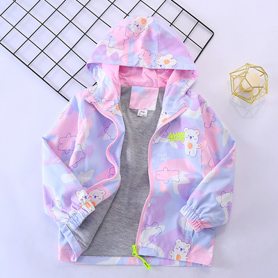 Geaca colorata pentru copii cu gluga pentru fete