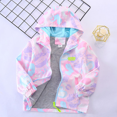 Geaca colorata pentru copii cu gluga pentru fete