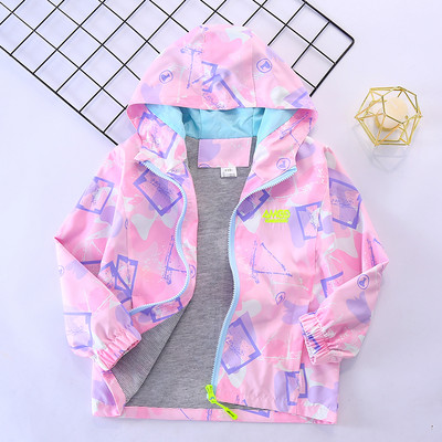 Geaca colorata pentru copii cu gluga pentru fete