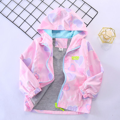 Geaca colorata pentru copii cu gluga pentru fete