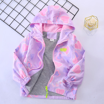 Geaca colorata pentru copii cu gluga pentru fete