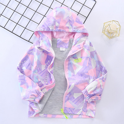 Geaca colorata pentru copii cu gluga pentru fete