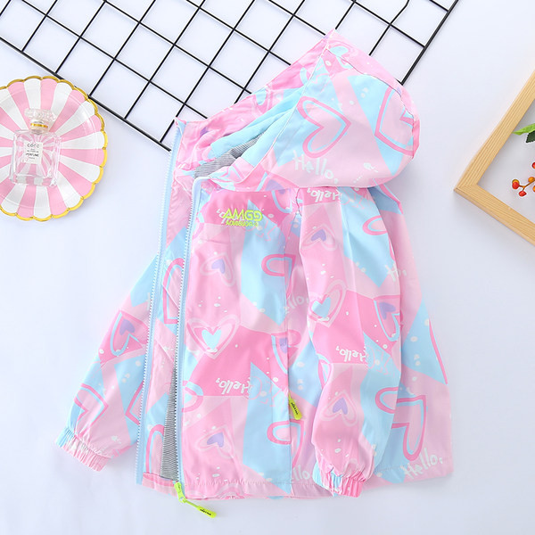 Geaca colorata pentru copii cu gluga pentru fete