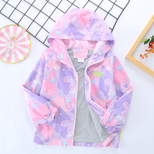 Geaca colorata pentru copii cu gluga pentru fete