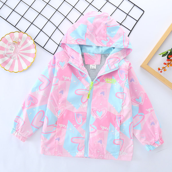 Geaca colorata pentru copii cu gluga pentru fete