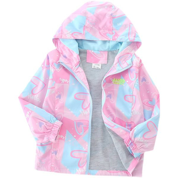 Geaca colorata pentru copii cu gluga pentru fete