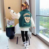 Jacheta de puf pentru copii cu broderie pentru fete