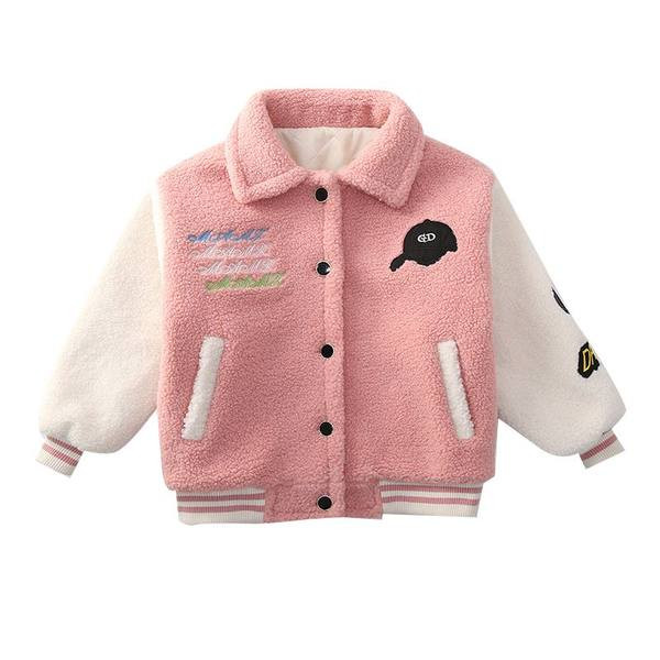Jacheta de puf pentru copii cu broderie pentru fete