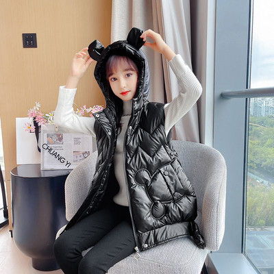 Vaikiška liemenė mergaitėms su gobtuvu ir kišene