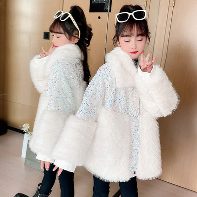 Palton de puf cu paiete pentru copii