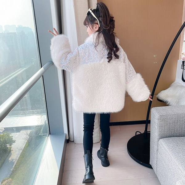 Palton de puf cu paiete pentru copii