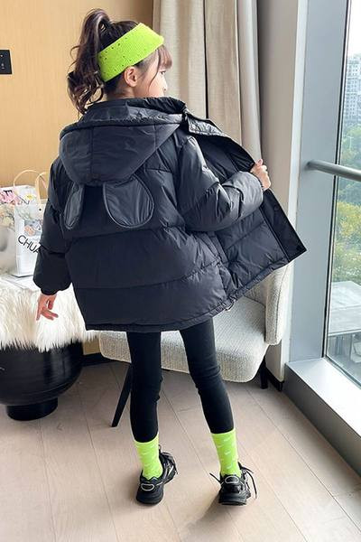 Geaca de iarna pentru copii cu element 3D si gluga pentru fete