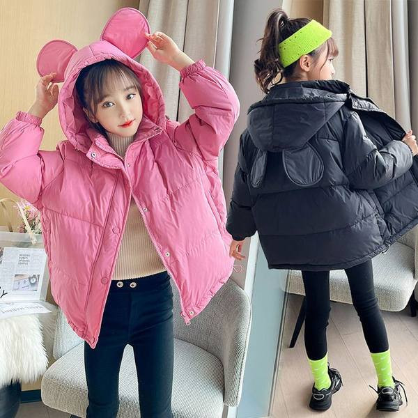 Geaca de iarna pentru copii cu element 3D si gluga pentru fete