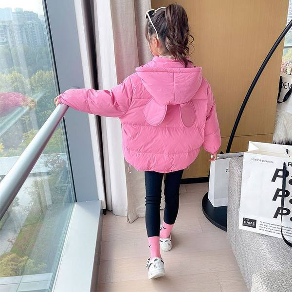 Geaca de iarna pentru copii cu element 3D si gluga pentru fete