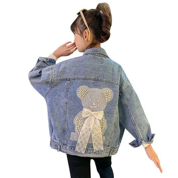 Új modell gyerek farmer dzseki szalaggal és gyöngyökkel