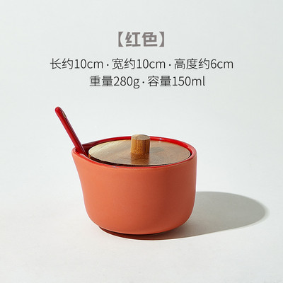 Set Cutie De Condimente De Bucătărie Creativă Ceramică Borcan Mirodenii Cu Capac De Lemn Și Linguri Accesorii De Bucătărie