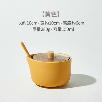 Set Cutie De Condimente De Bucătărie Creativă Ceramică Borcan Mirodenii Cu Capac De Lemn Și Linguri Accesorii De Bucătărie