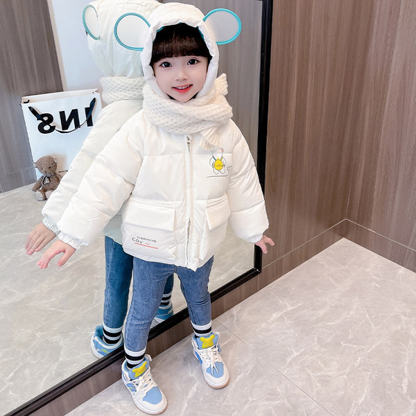 Geaca casual pentru copii cu gluga pentru fete - culoare roz si alb