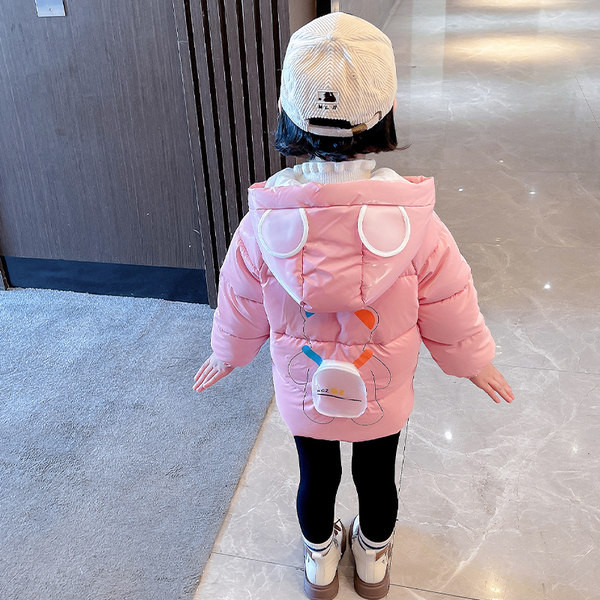 Geaca casual pentru copii cu gluga pentru fete - culoare roz si alb