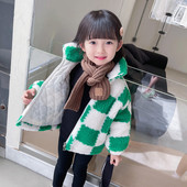 Geaca de pluș pentru fete cu șireturi și fermoar