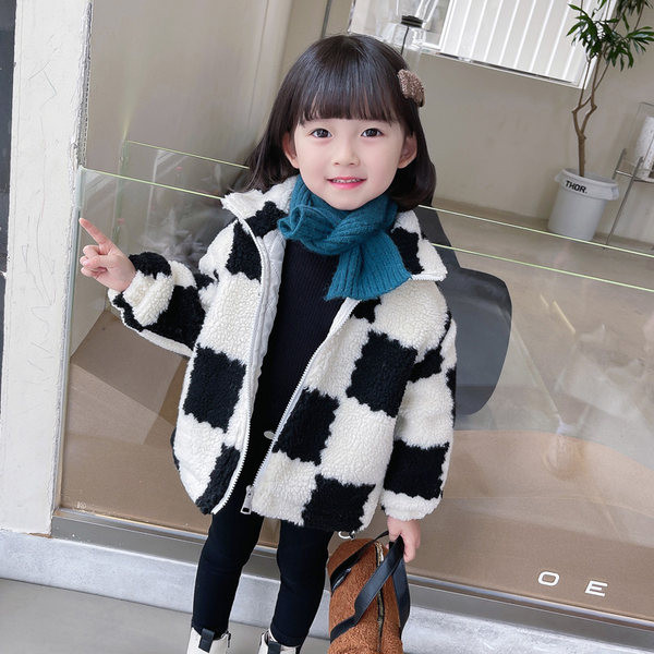 Geaca de pluș pentru fete cu șireturi și fermoar