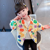 Jachetă casual cu imprimeu floral pentru fete