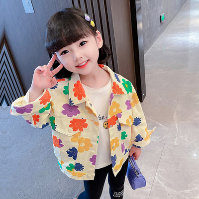 Jachetă casual cu imprimeu floral pentru fete