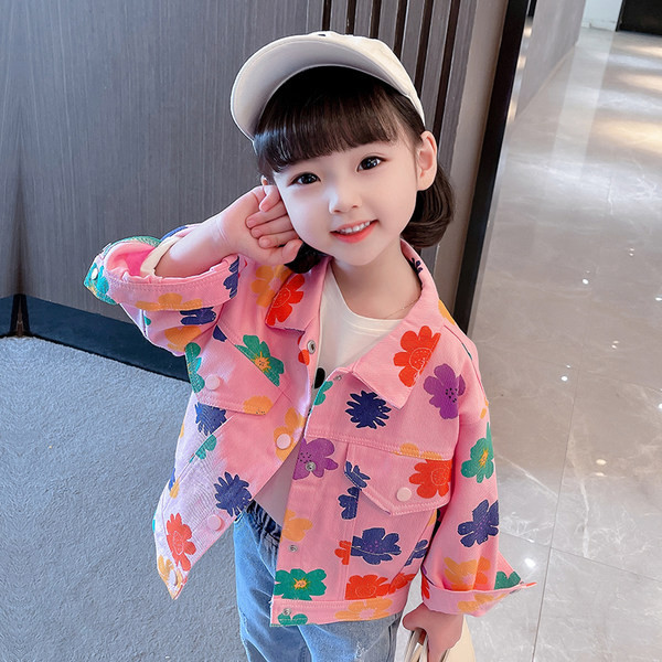 Jachetă casual cu imprimeu floral pentru fete
