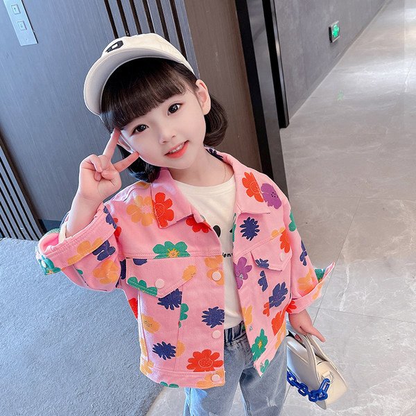 Jachetă casual cu imprimeu floral pentru fete